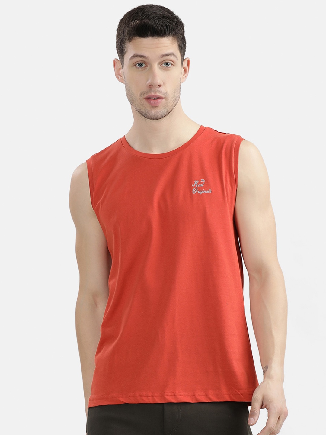 

V2 Value & Variety Men Orange Sleeveless T-shirt
