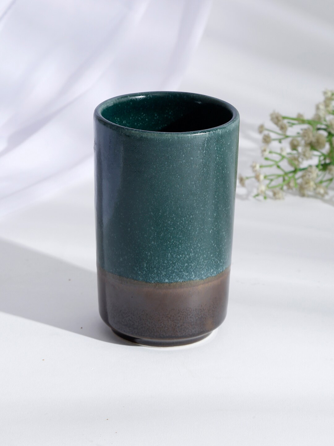 

Fabindia Green Solid Ceramic Aarya Glazed Tumbler 350ml