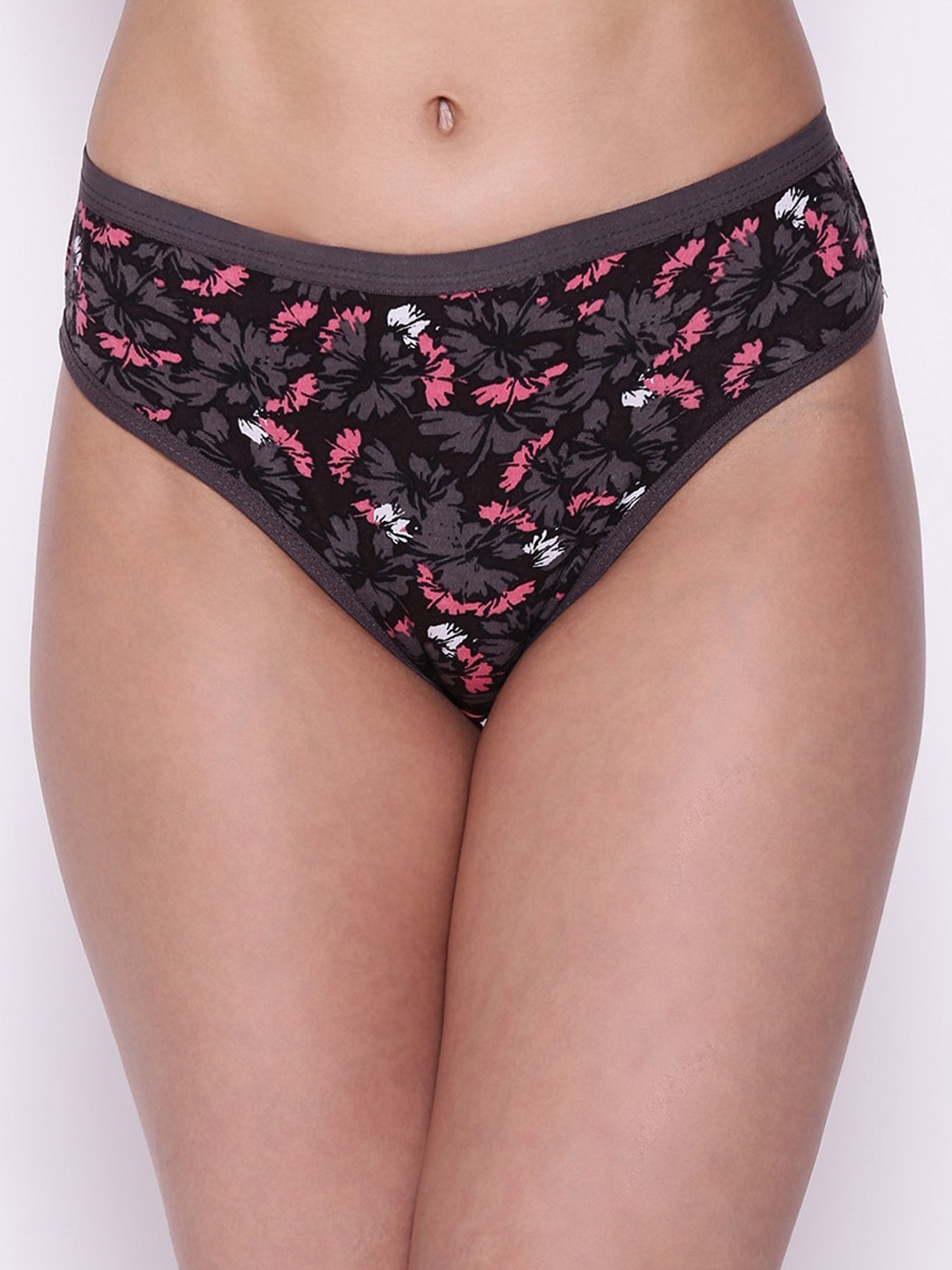 

Clovia Women Grey & Pink Floral Printed Cotton Hipster Briefs PN3465A19XXL