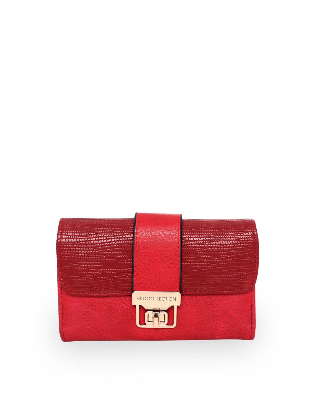 

GIO COLLECTION Women Red Textured Envelope Wallet