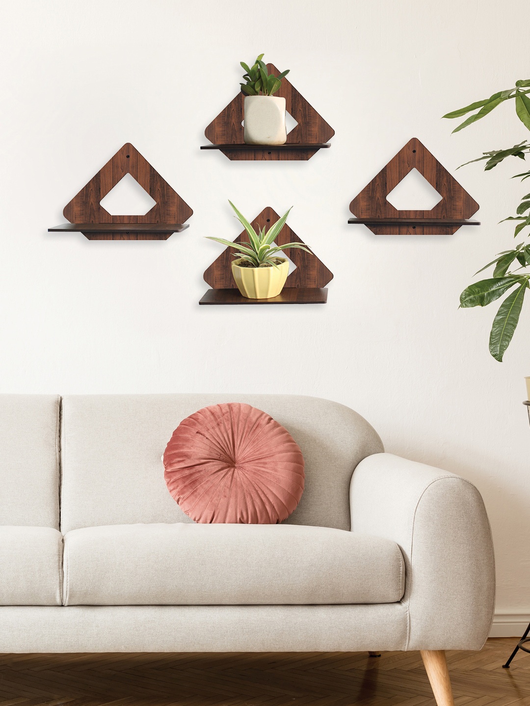 

RANDOM Set Of 4 Brown MDF Basic Wall Shelf