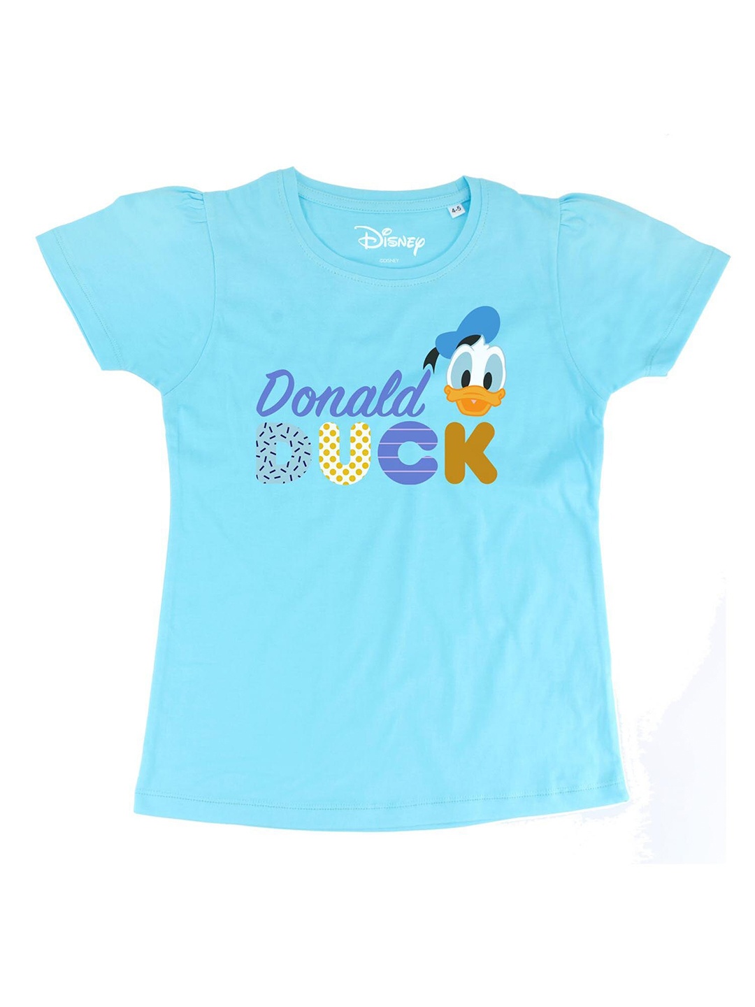 

Disney by Wear Your Mind Girls Blue & Yellow Donald Duck Printed Pure Cotton Top