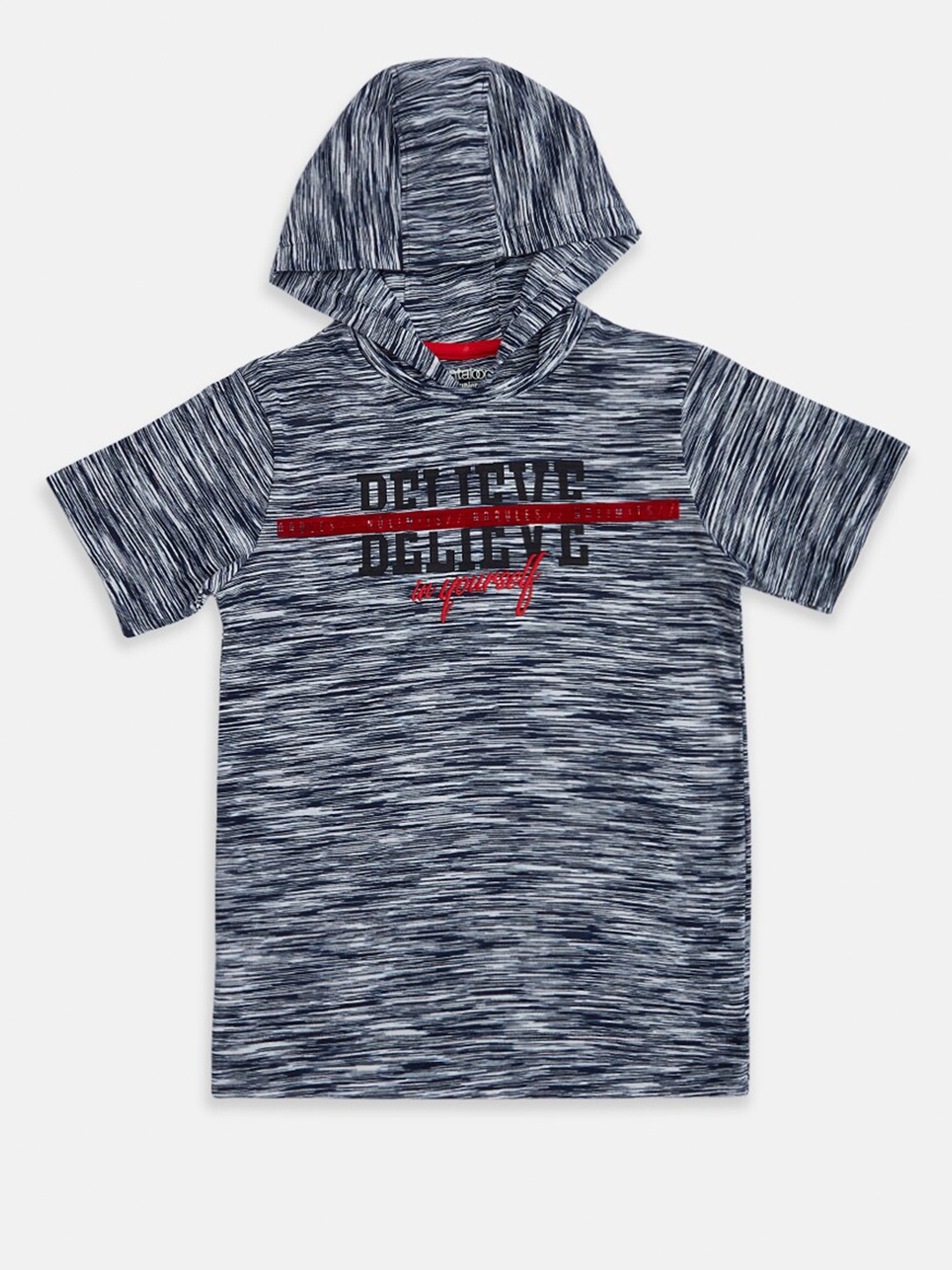 

Pantaloons Junior Boys Navy Blue Striped Hooded T-shirt