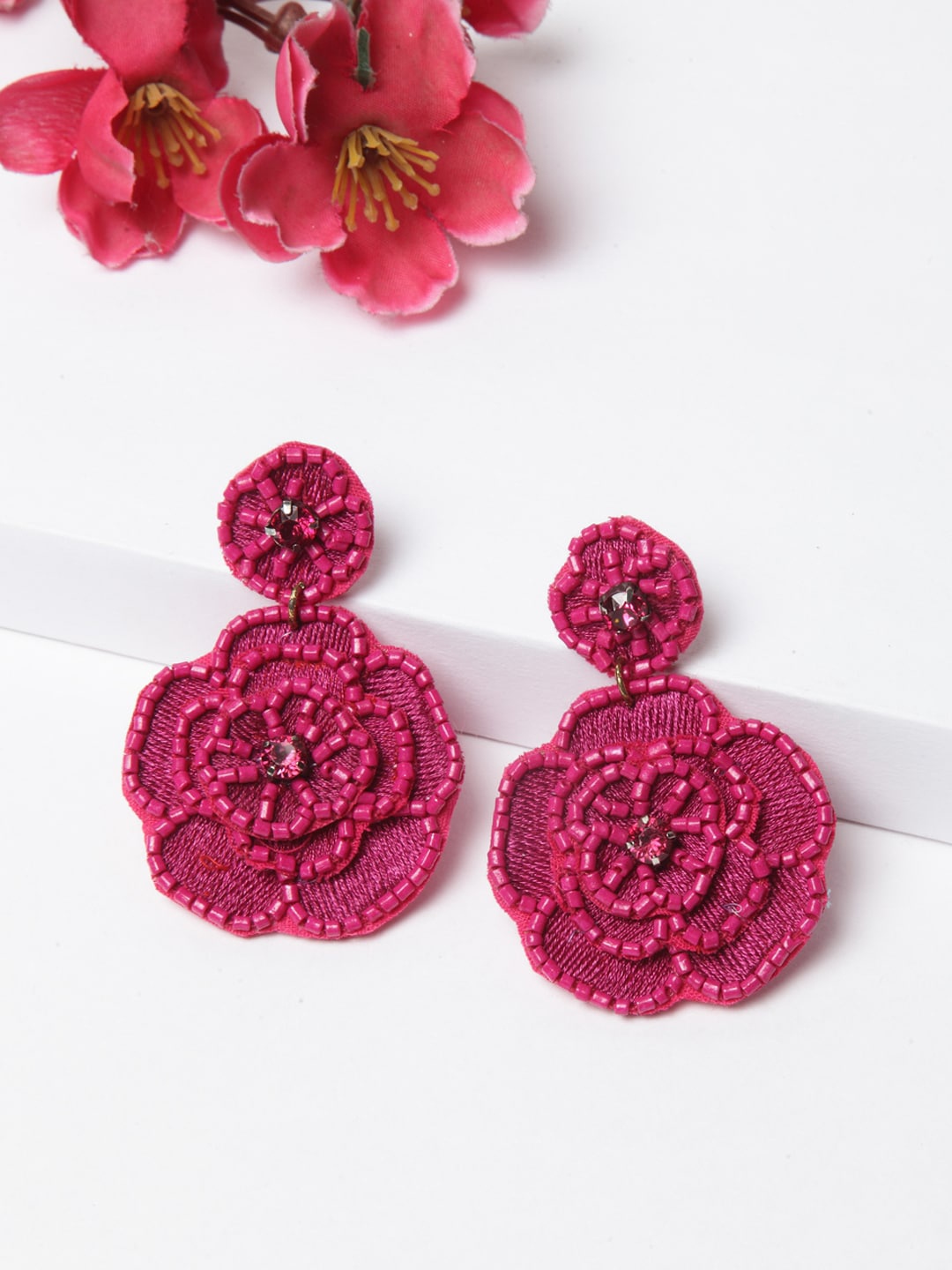 

Moedbuille Fuchsia Contemporary Drop Earrings