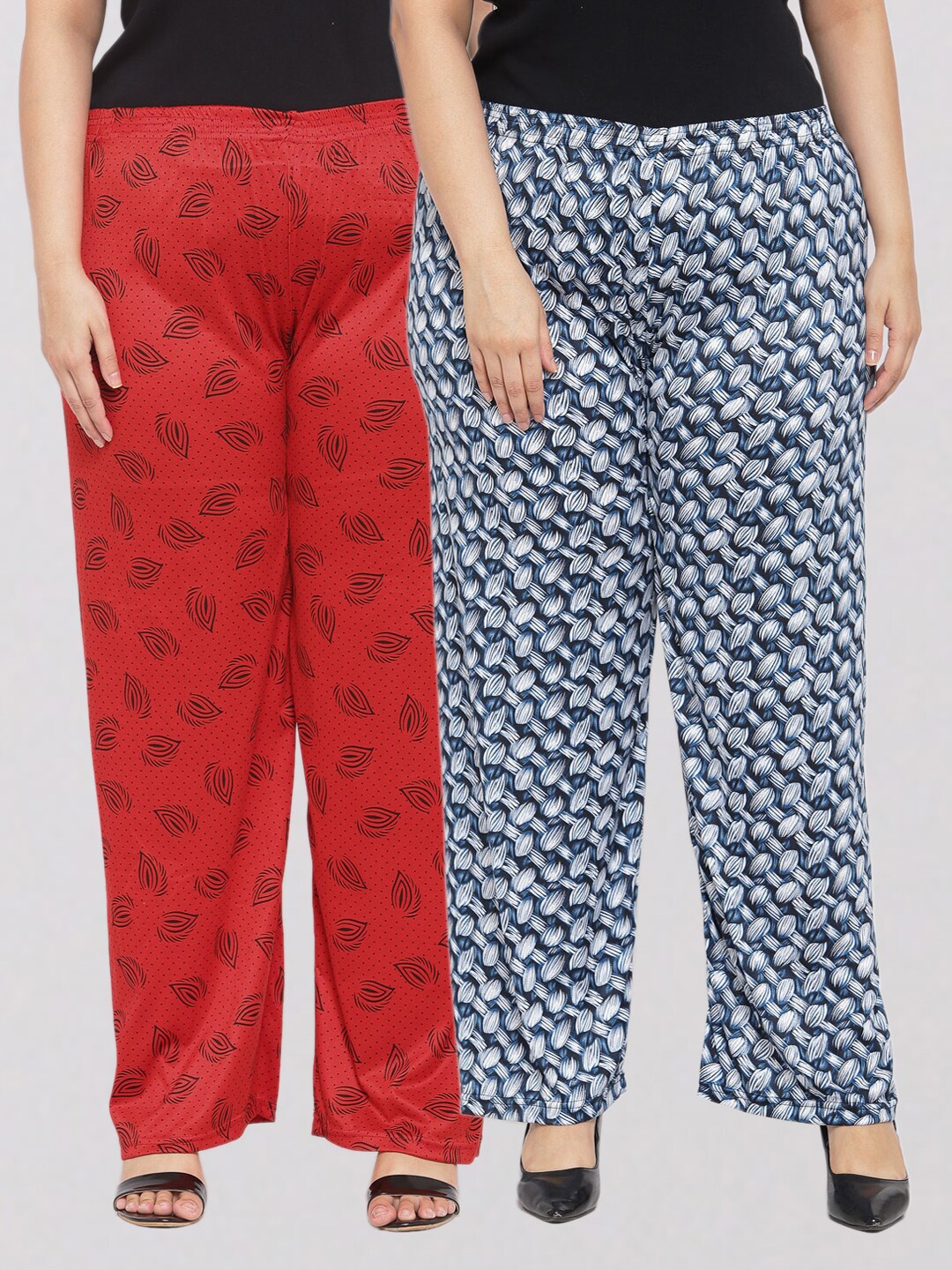 KLOTTHE Women Pack of 2 Printed Palazzos, Blue