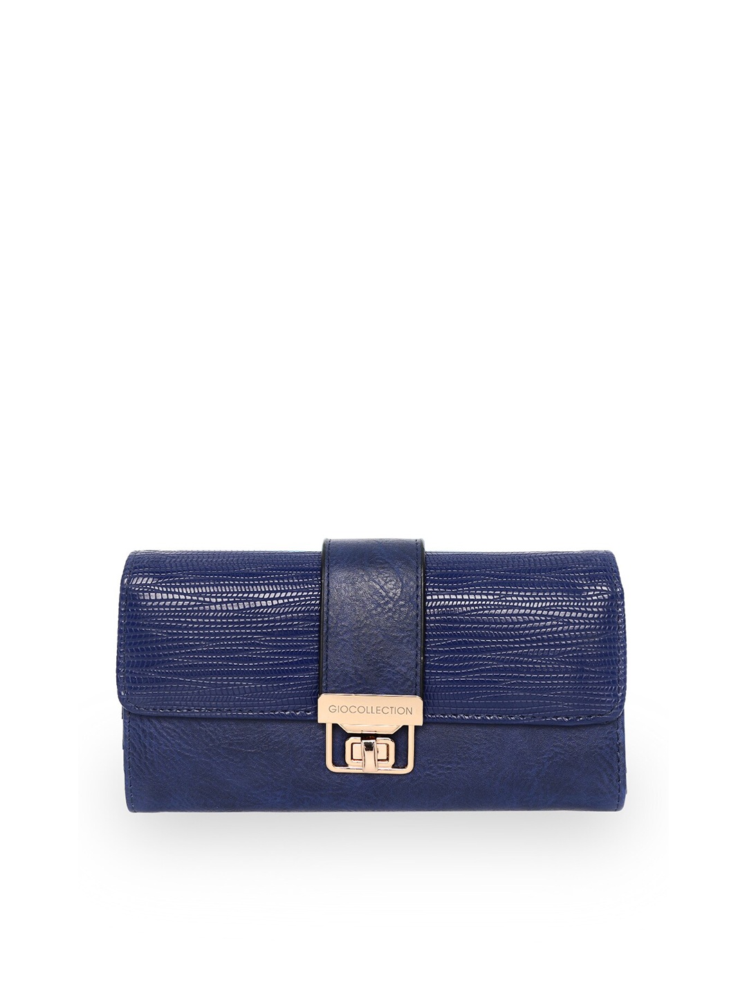 GIO COLLECTION Women Blue Solid PU Three Fold Wallet