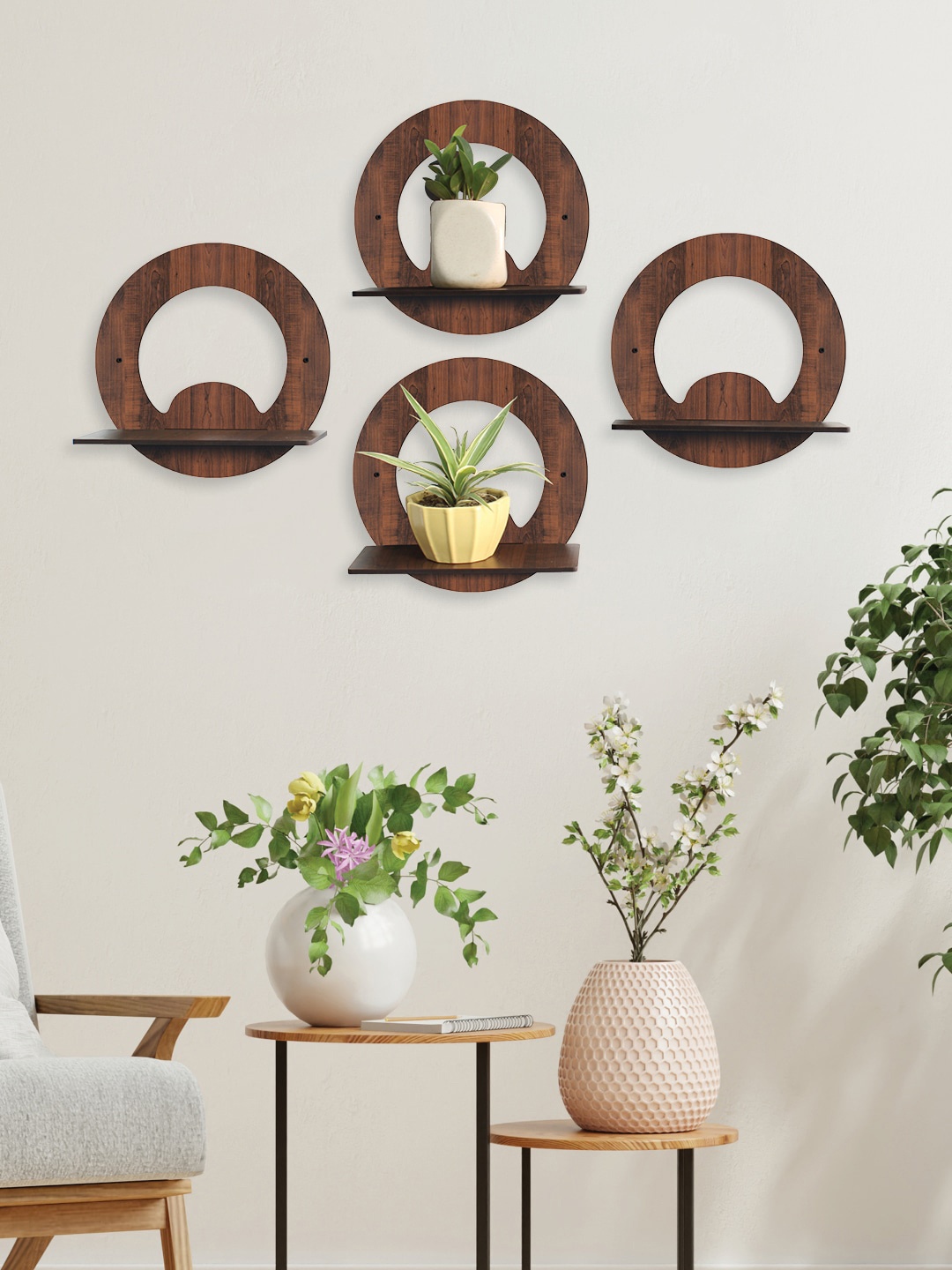 

RANDOM Brown Set of 4 MDF Basic Wall Shelves