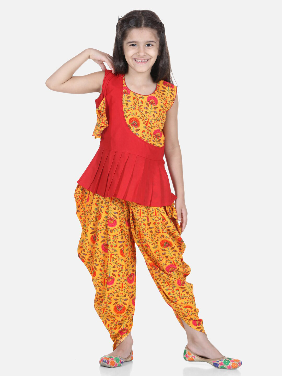 

BownBee Girls Yellow & Red Printed Dhoti Pants