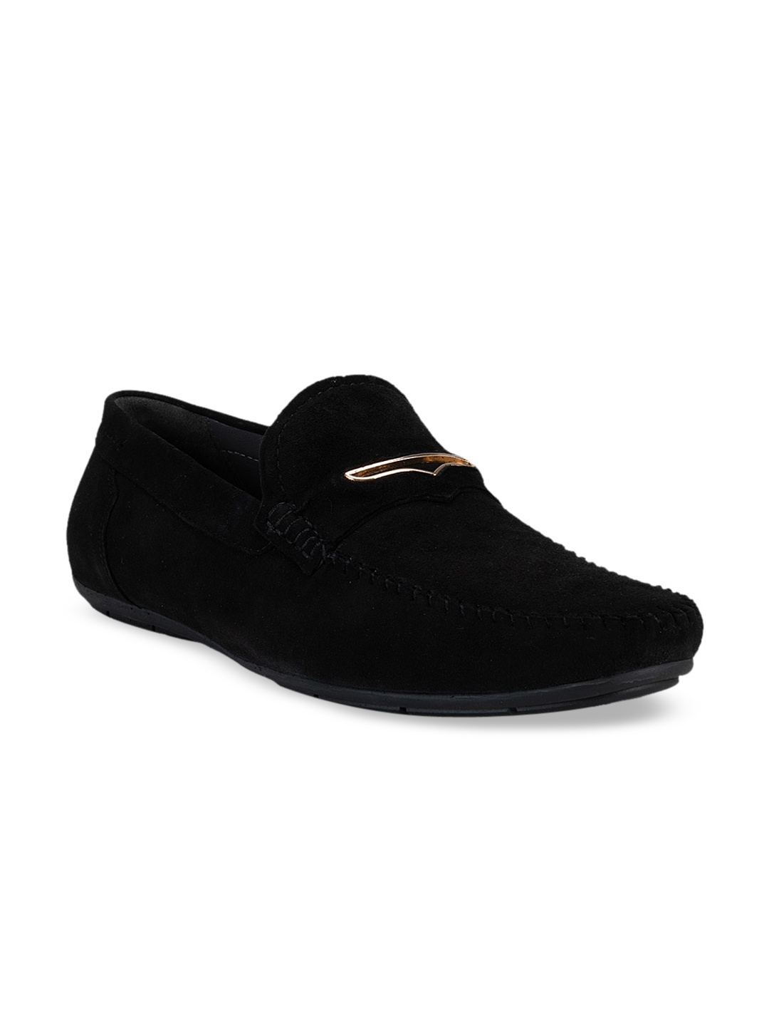 

ROSSO BRUNELLO Men Black Solid Formal Loafers
