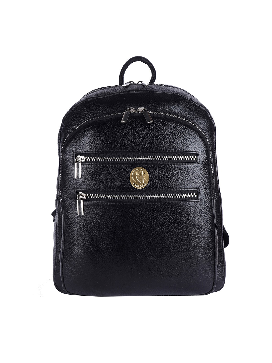 

HiLEDER Unisex Black Textured Leather Backpack