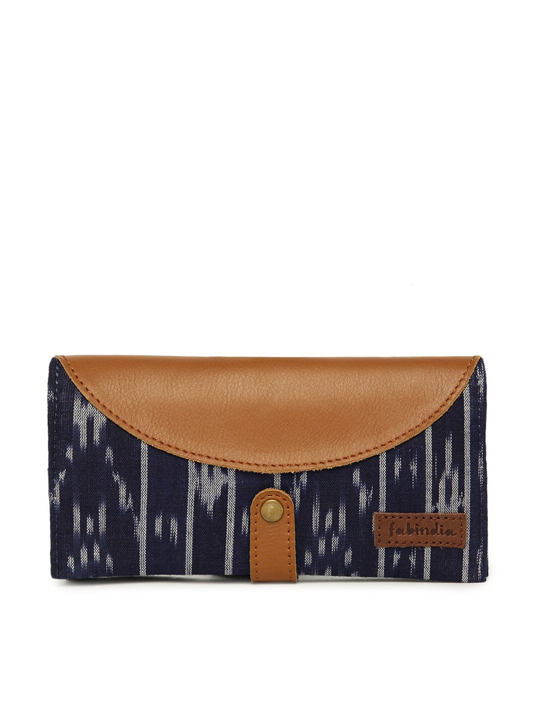 

Fabindia Women Blue & Off White Printed Leather Two Fold Wallet