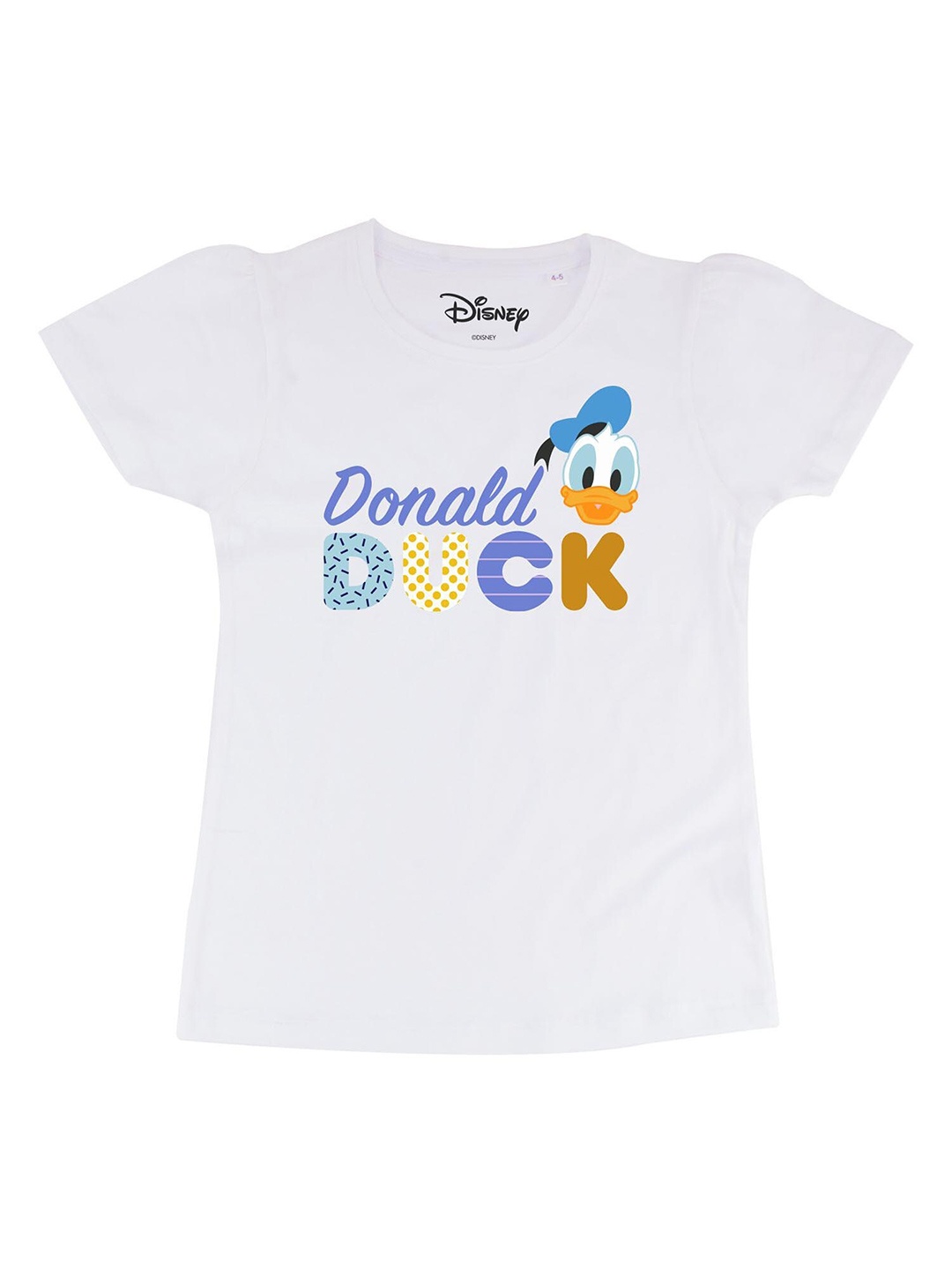 

Disney by Wear Your Mind Girls White & Blue Donald Duck Printed Pure Cotton Top