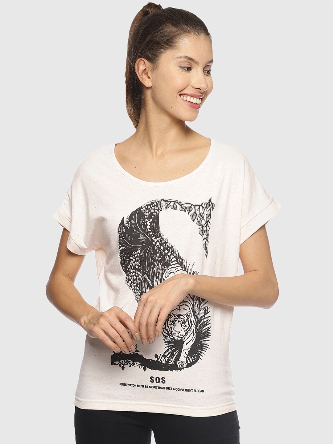 

Wolfpack Women Pink Printed T-shirt
