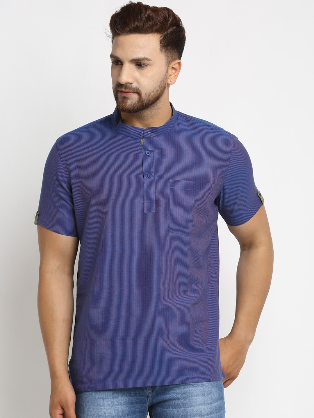 

NEUDIS Men Purple Striped Kurta
