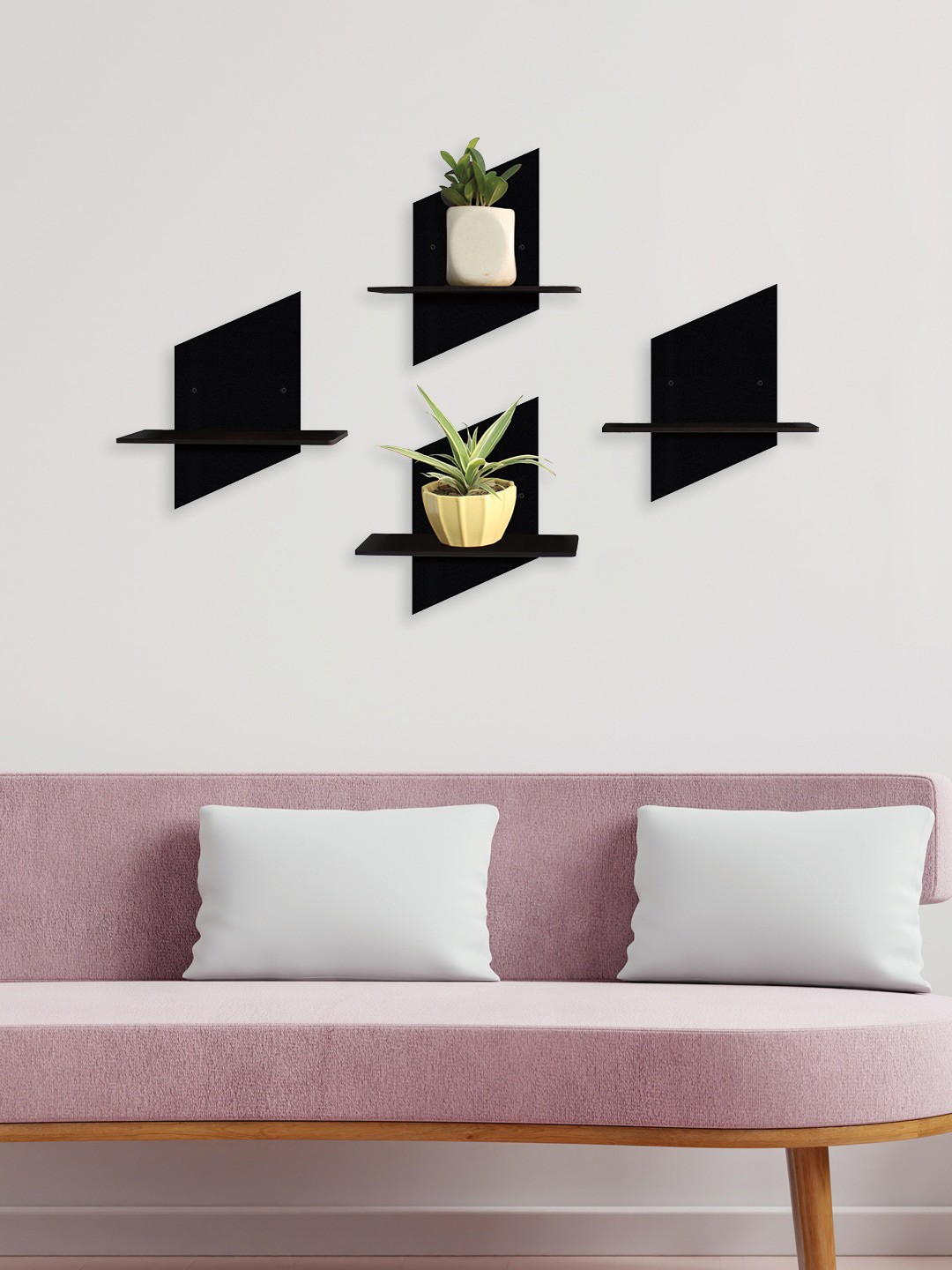 

RANDOM Black Set of 4 MDF Basic Wall Shelves