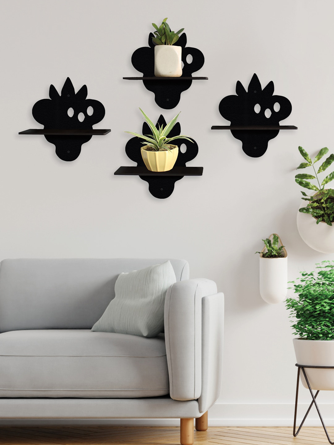 

RANDOM Set of 4 Black MDF Basic Wall Shelf