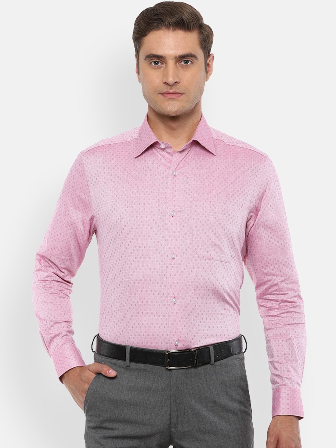 

Louis Philippe Men Pink Cotton Formal Shirt