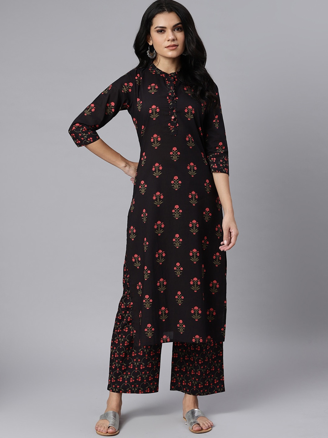 

Idalia Women Black Printed Pure Cotton Kurta with Palazzos