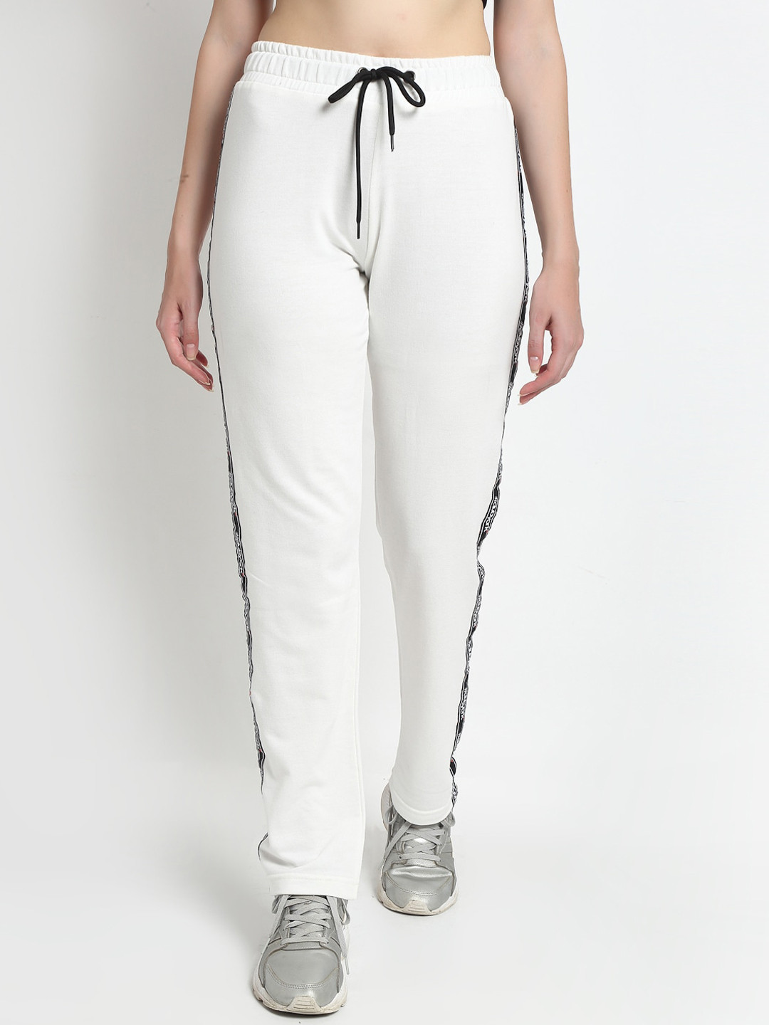 

Club York Women White Solid Straight-Fit Track Pants