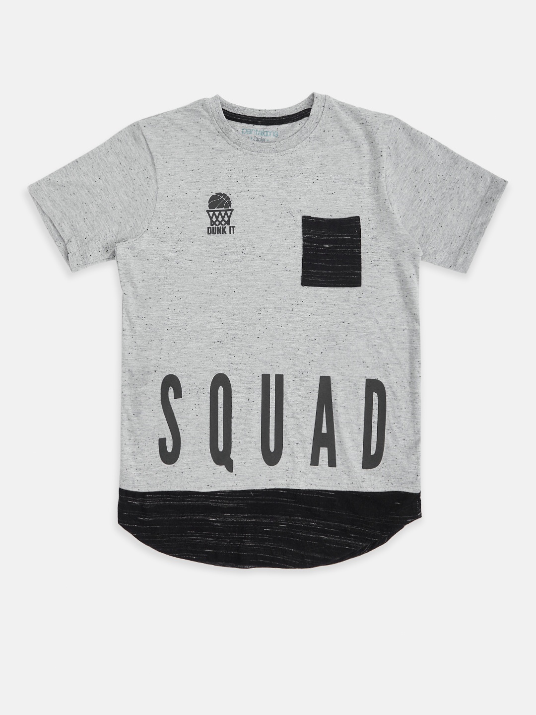

Pantaloons Junior Boys Grey Typography T-shirt, Grey melange