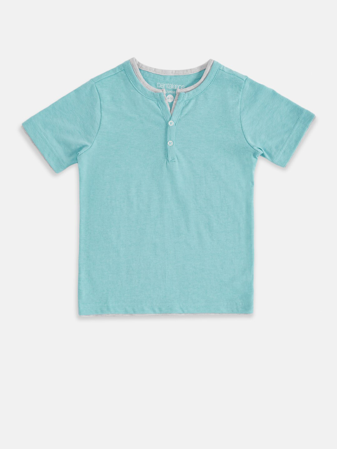 

Pantaloons Junior Boys Blue Henley Neck Cotton Pure Cotton T-shirt