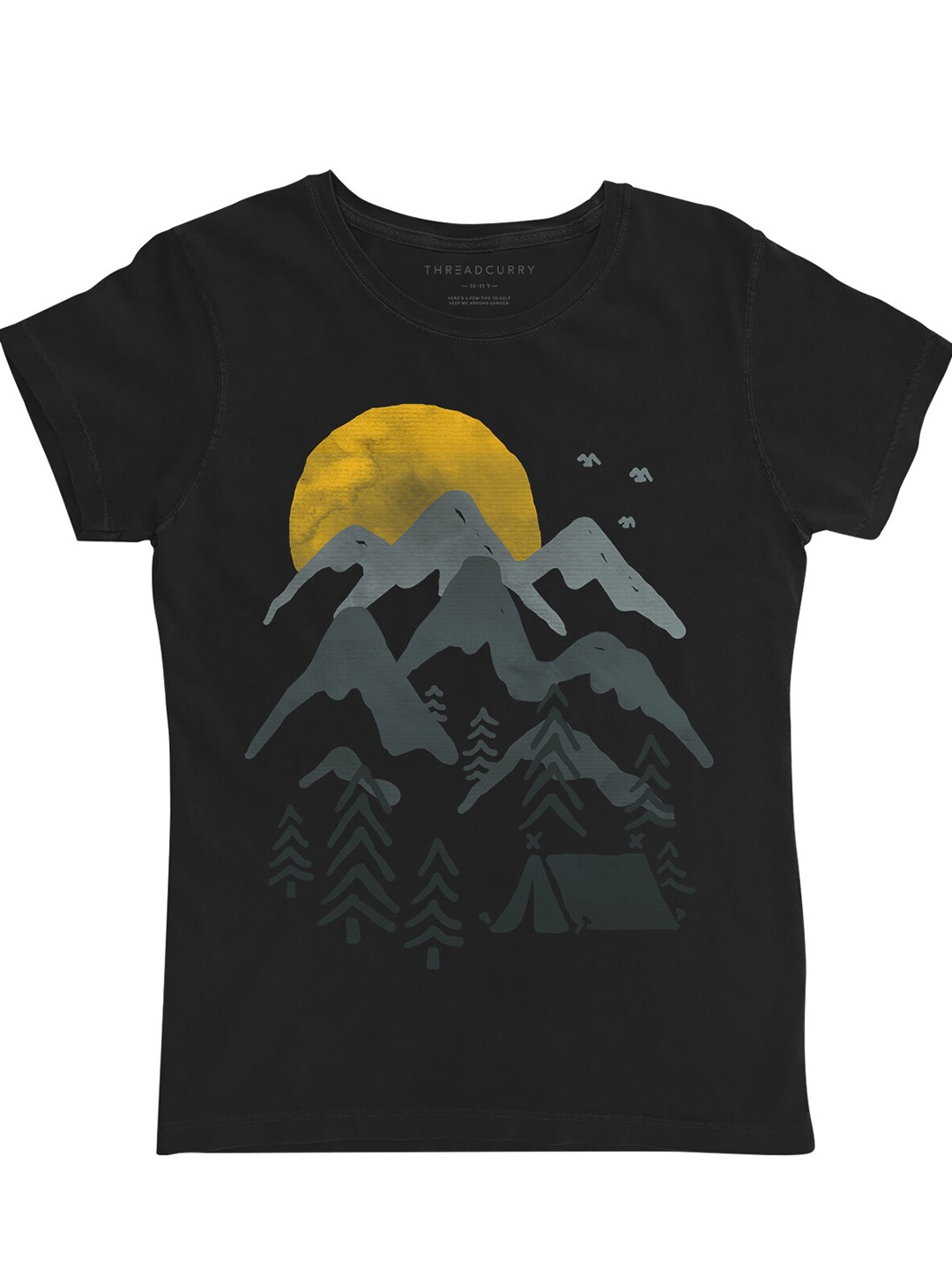 

THREADCURRY Girls Black Printed T-shirt