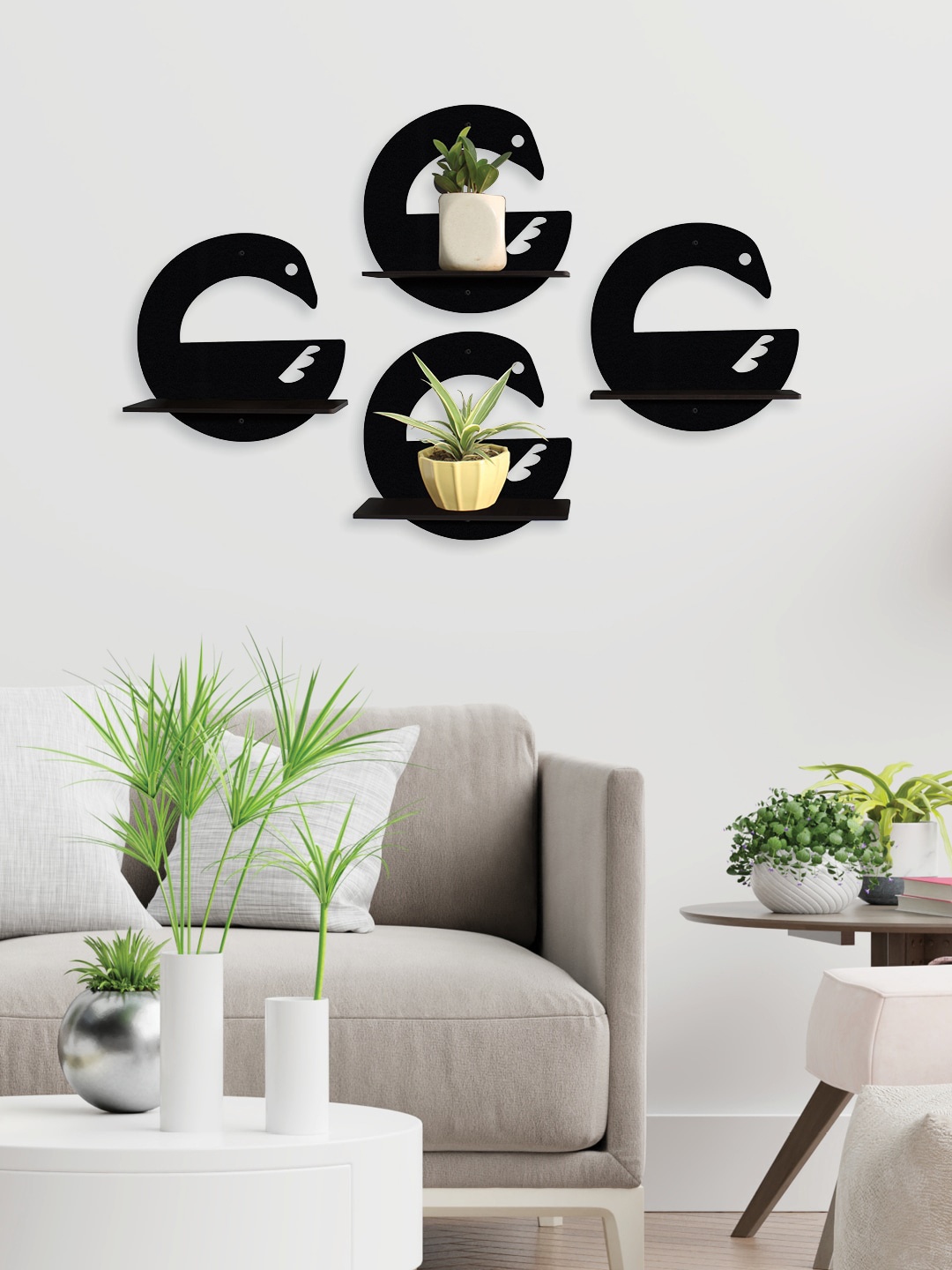 

RANDOM Set of 4 Black MDF Basic Wall Shelf