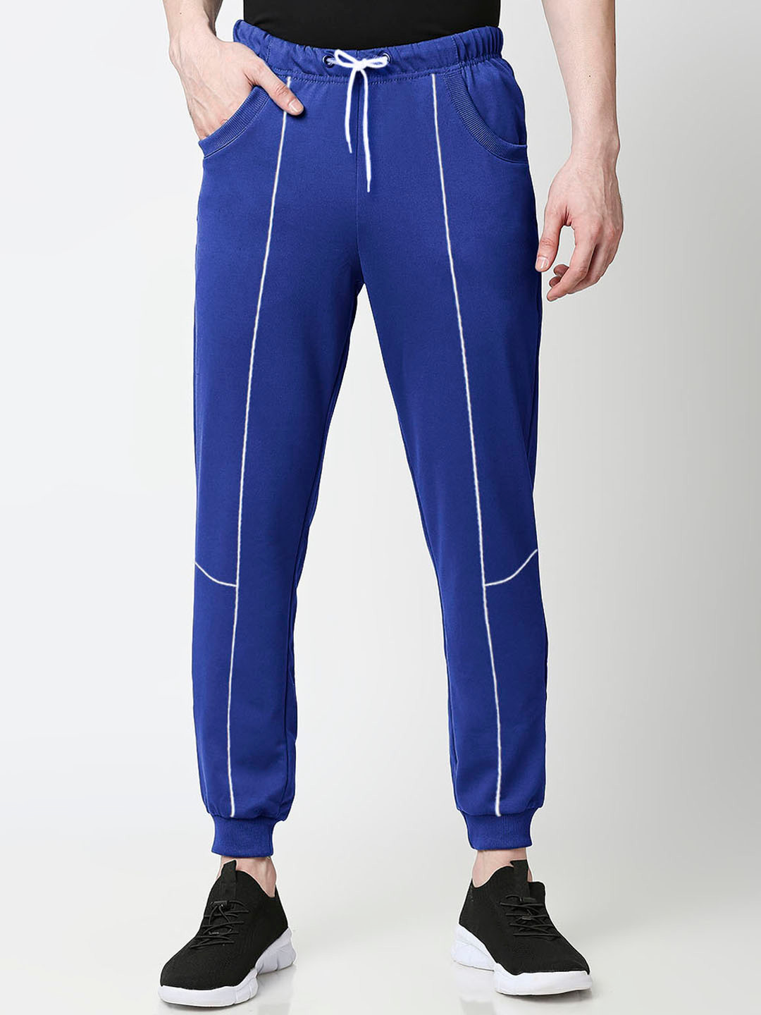 

Bewakoof Men Blue Solid Pure Cotton Joggers