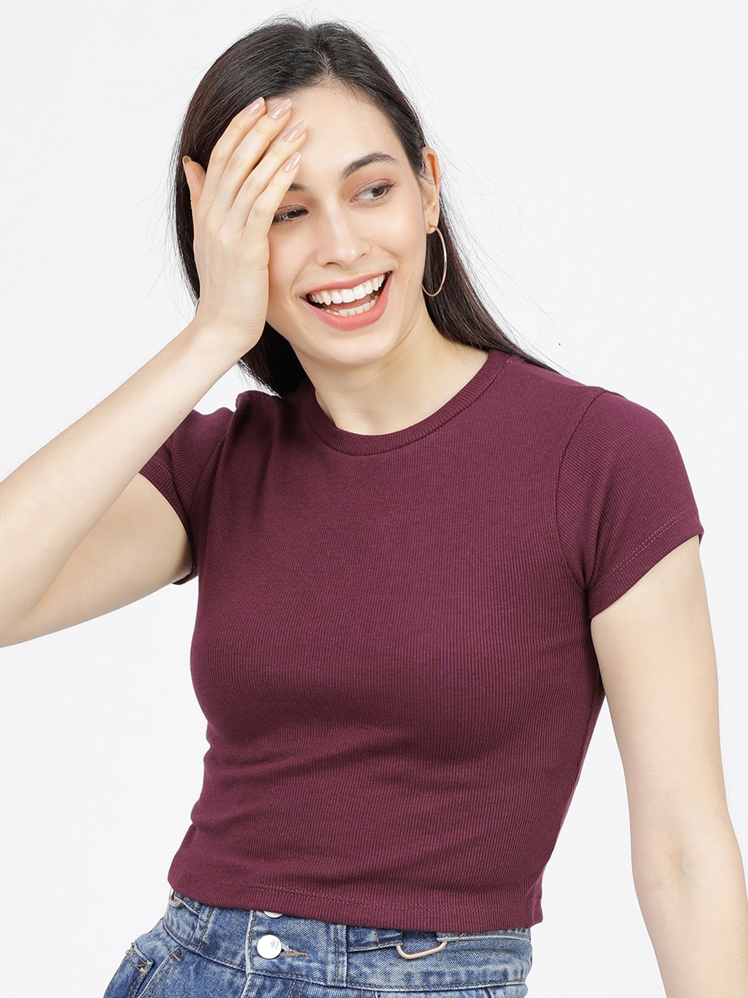 Tokyo Talkies Women Maroon T-shirt