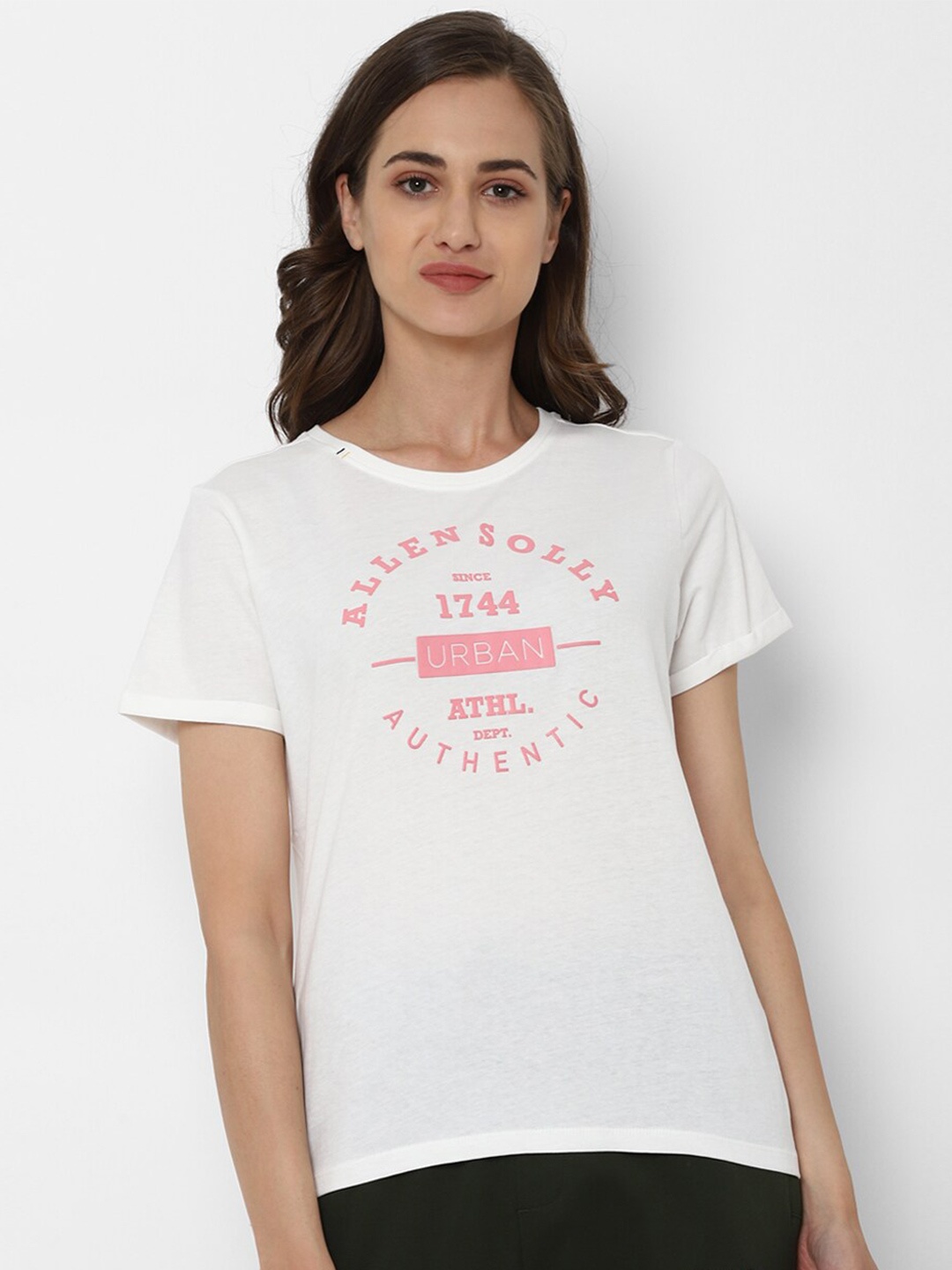 

Allen Solly Woman Women White Typography Printed T-shirt
