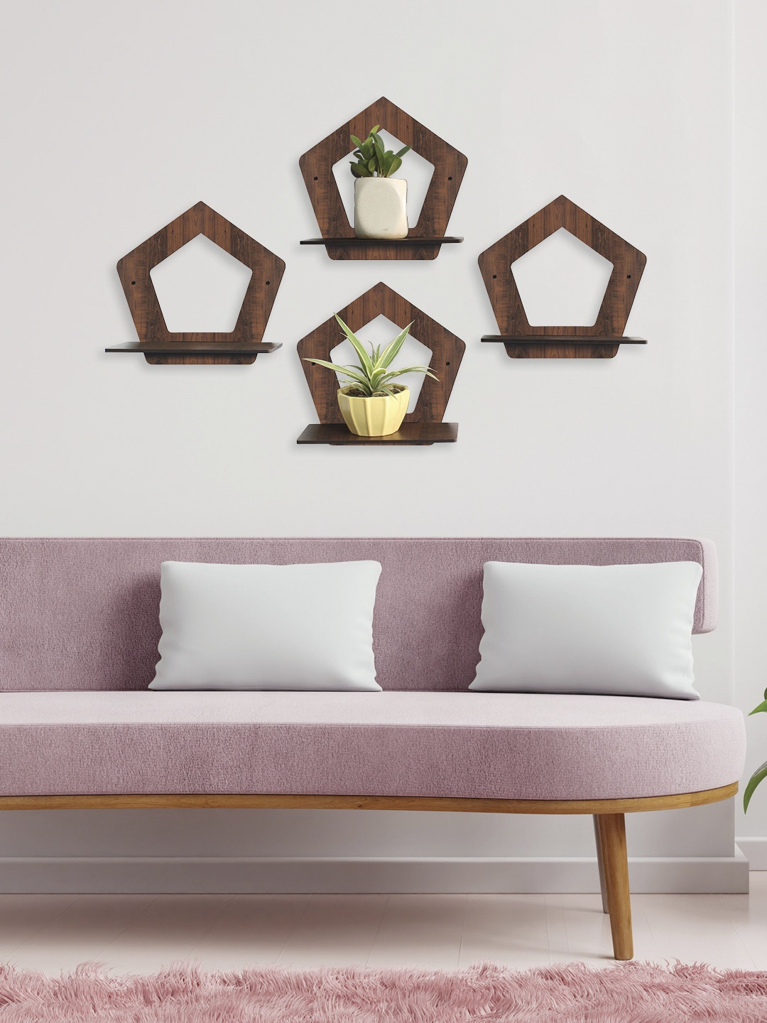 

RANDOM Set of 4 Brown MDF Basic Wall Shelf