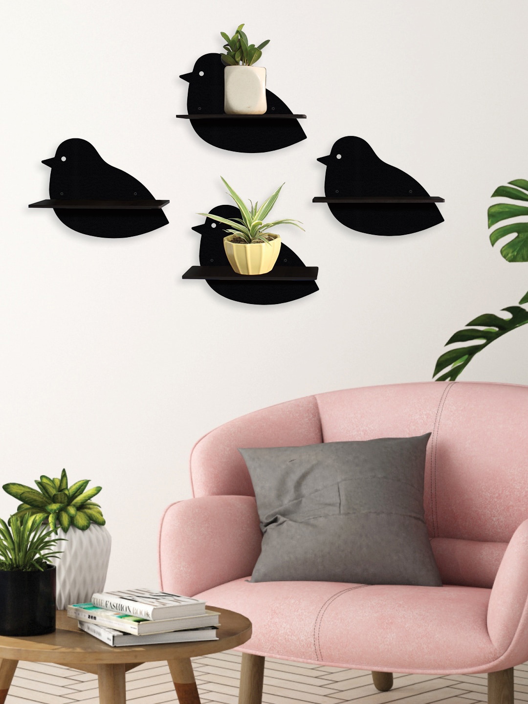 

RANDOM Set of 4 Black MDF Basic Wall Shelf