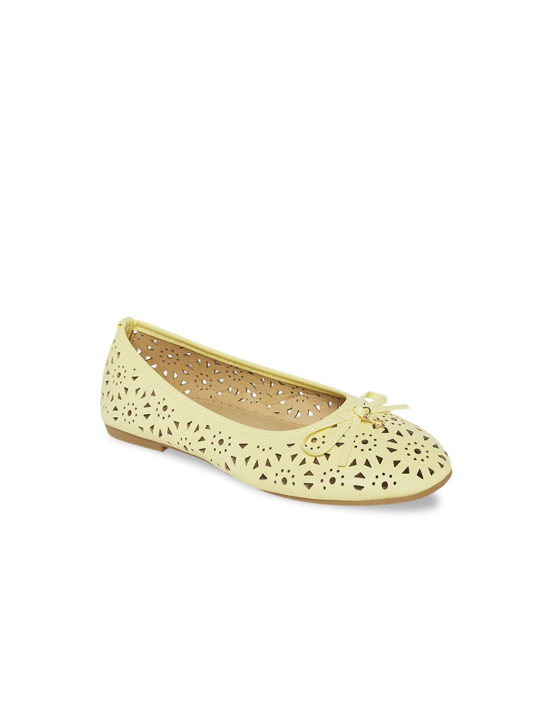 Pantaloons Junior Girls Yellow Ballerinas with Laser Cuts Flats