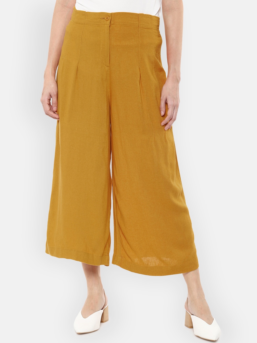 Van Heusen Woman Women Yellow Pleated Trousers