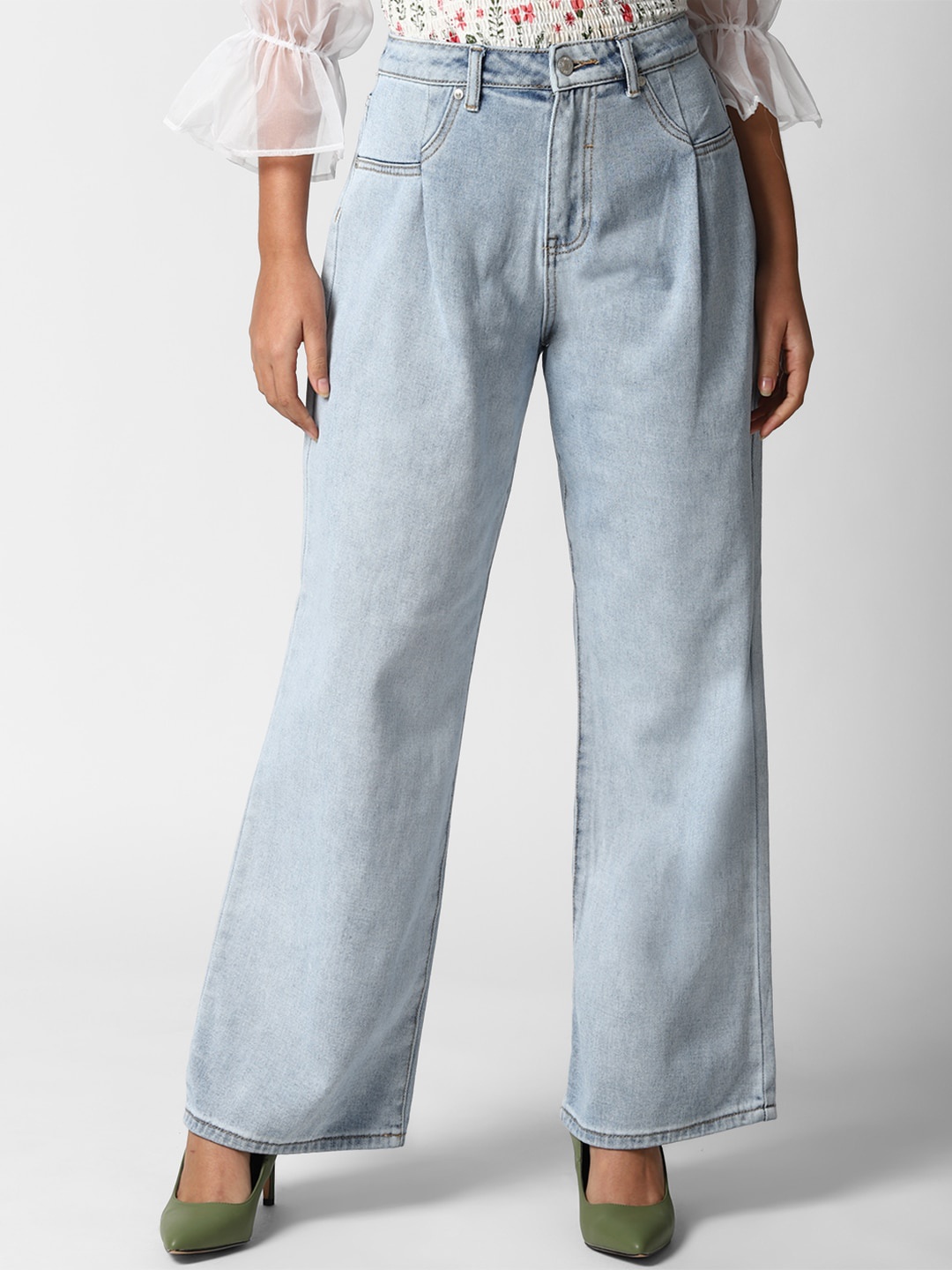 

FOREVER 21 Women Blue High-Rise Jeans