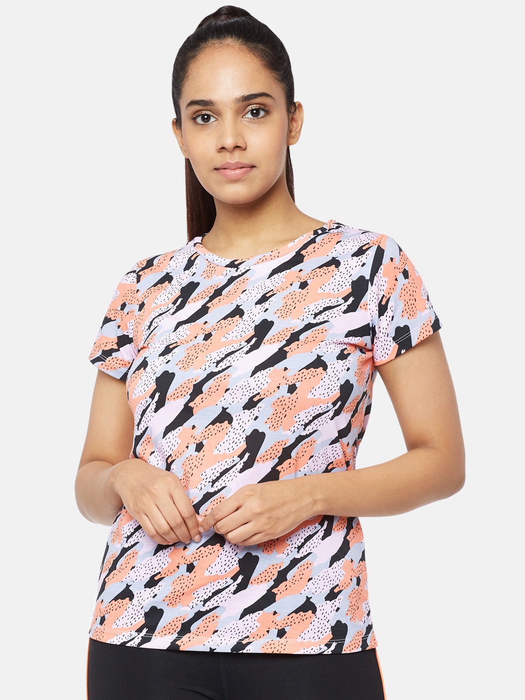 

Ajile by Pantaloons Women Grey & Orange Regular Top