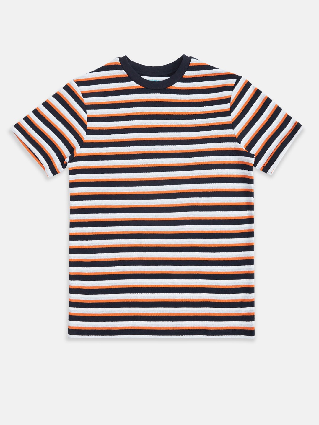 

Pantaloons Junior Boys Orange And White Striped T-shirt