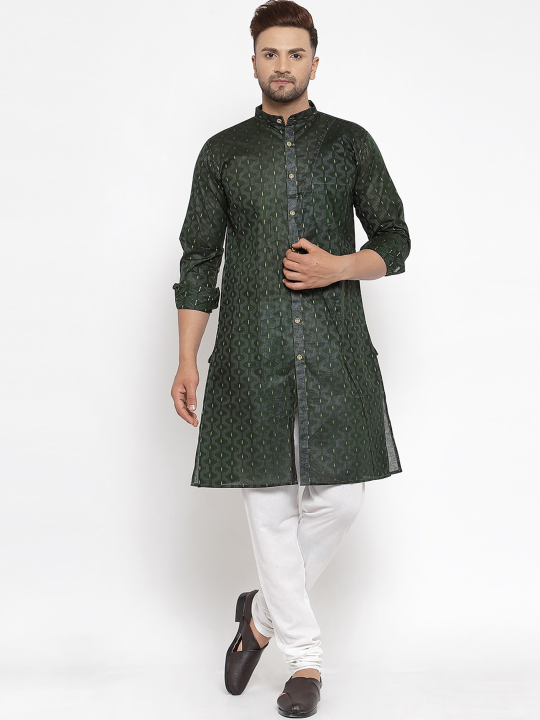 

KLOTTHE Men Green Ethnic Motifs Printed Kurta