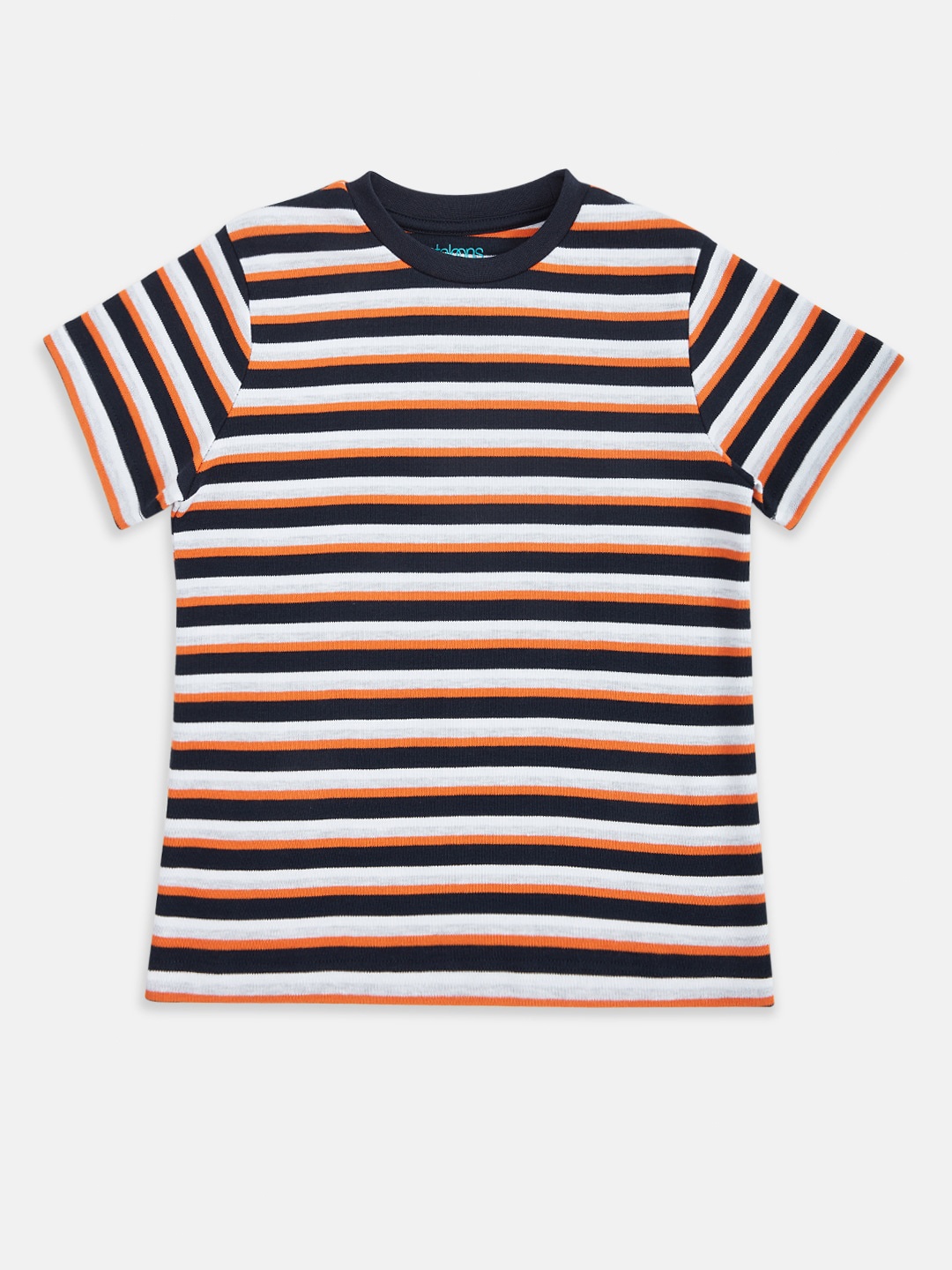 

Pantaloons Junior Boys Orange & White Striped T-shirt