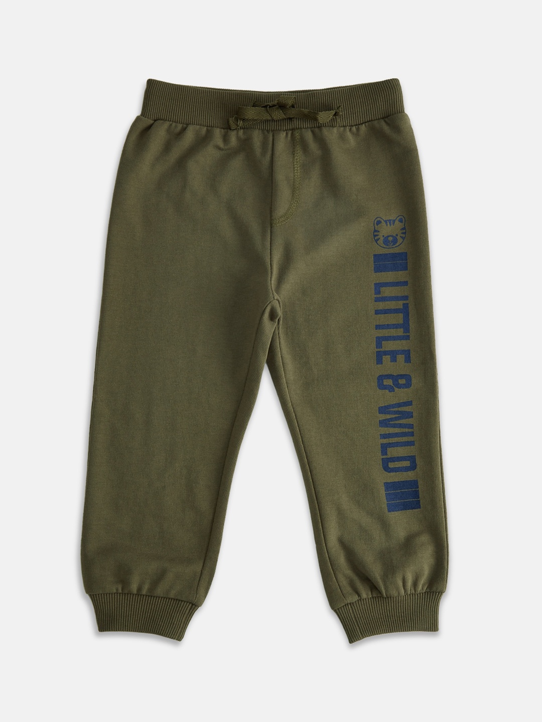 

Pantaloons Baby Boys Olive Green Printed Cotton Track Pants
