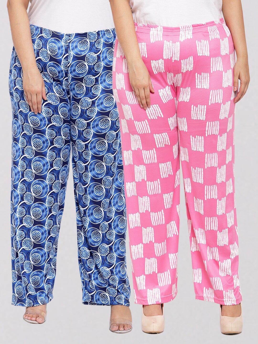 

KLOTTHE Women Blue & White 2 Printed Palazzos