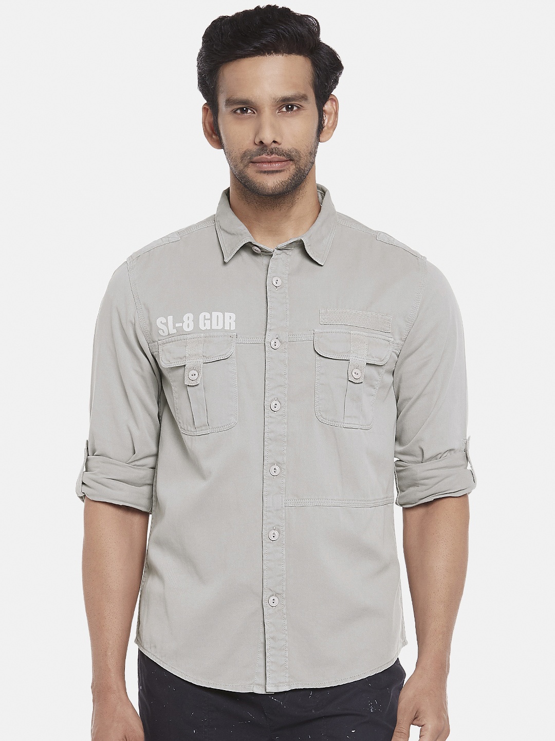 

People Men Grey Slim Fit Casual Shirt