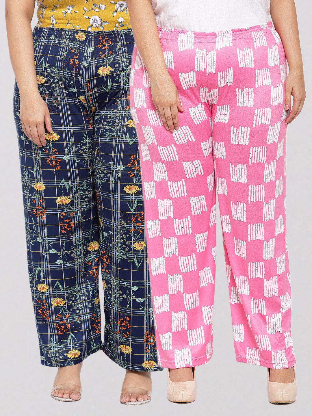 

KLOTTHE Women Pink & White 2 Printed Palazzos