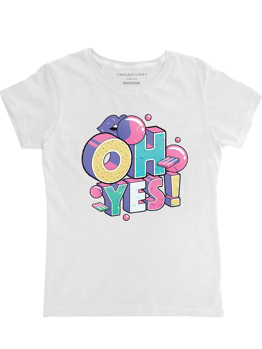

THREADCURRY Girls White Typography Printed T-shirt