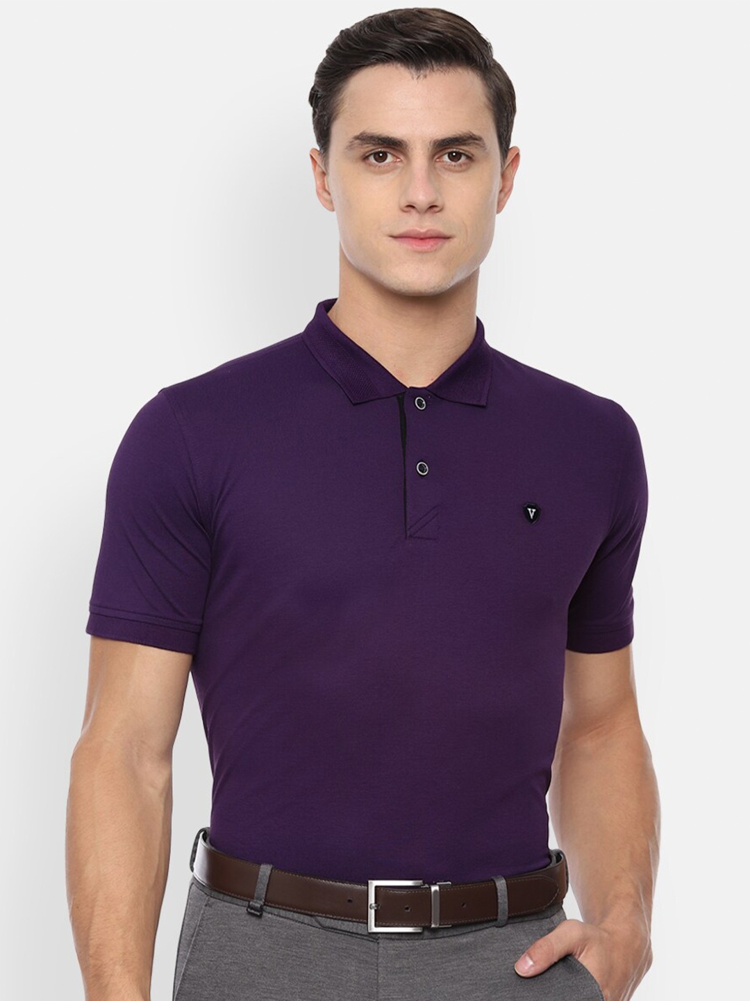 

Van Heusen Sport Men Purple & sodalite blue Polo Collar T-shirt