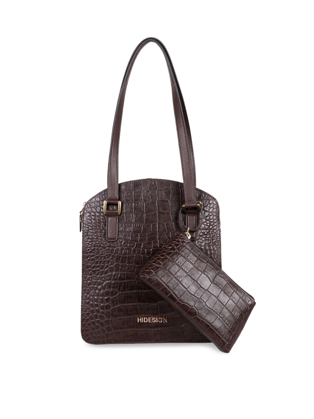 

Hidesign Women Brown Textured Leather Structured Shoulder Bag