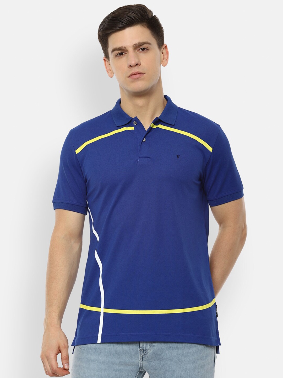 

Van Heusen Sport Men Blue Mandarin Collar Cotton Pure Cotton T-shirt