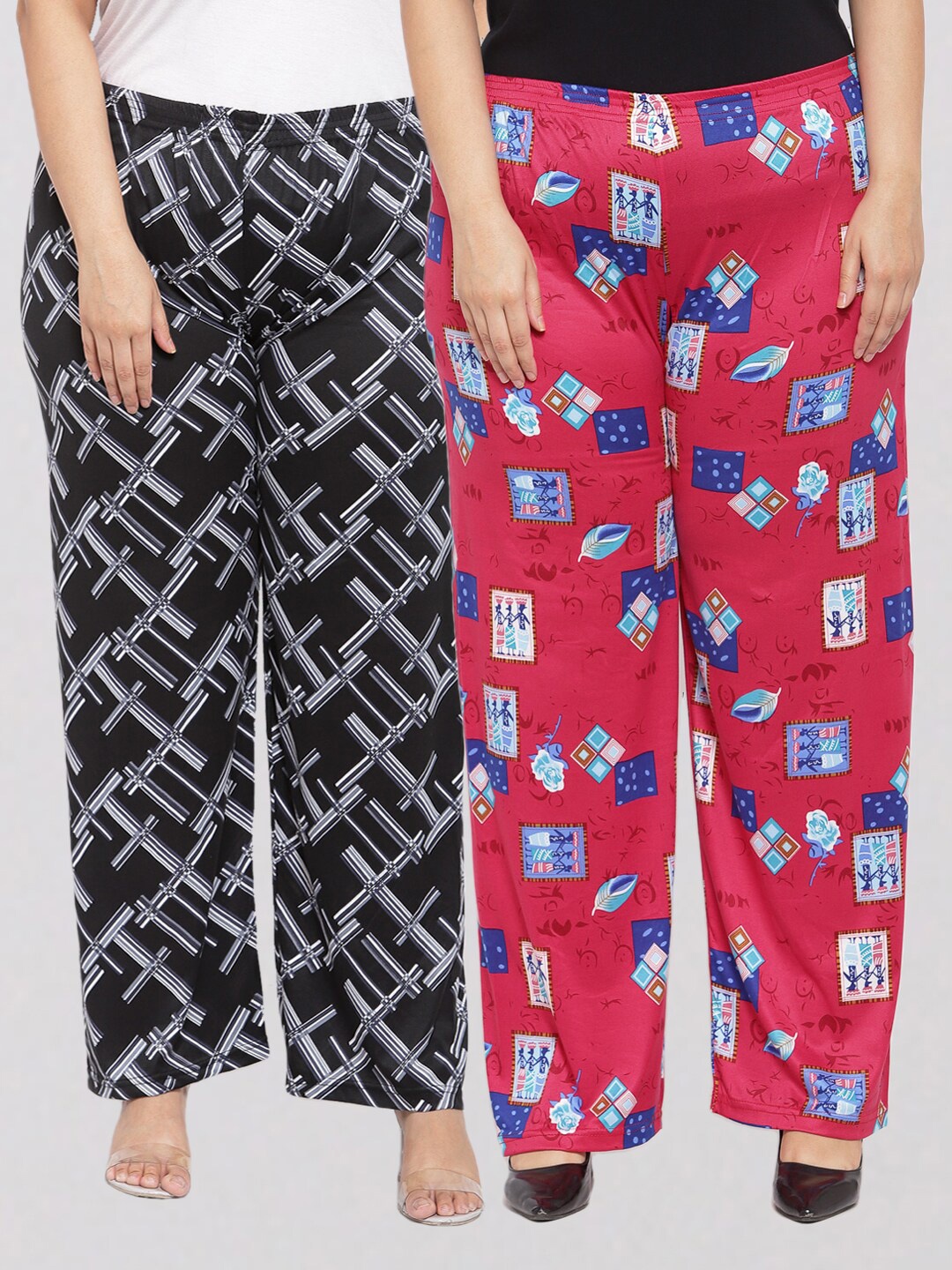 

KLOTTHE Women Multicoloured 2 Printed Palazzos, Multi