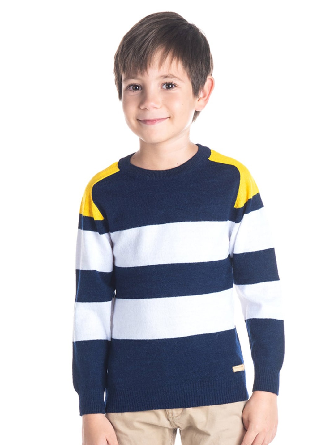 

Cherry Crumble Boys Navy Blue & White Striped Polyester PU Coated Pullover