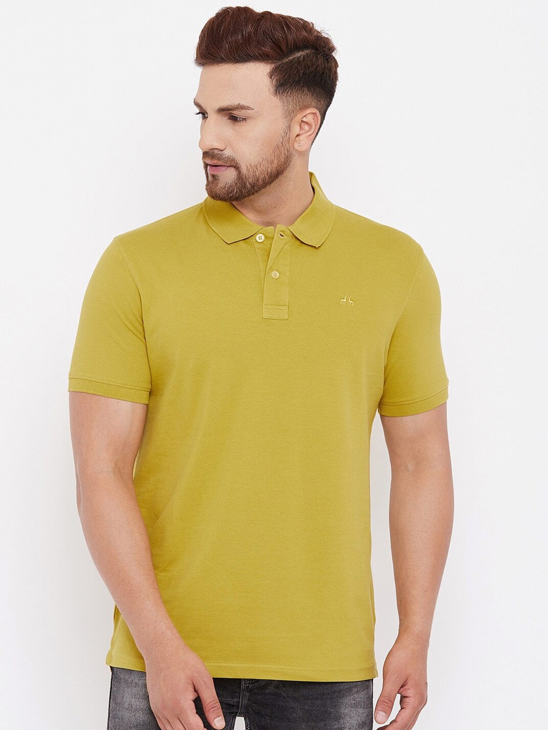 

98 Degree North Men Green Polo Collar T-shirt